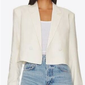 Cropped linen ivory Women's Blazer Jacket medium